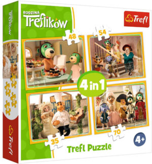 Пъзел Trefl 4 в 1 - Топката на семейство Трефлик