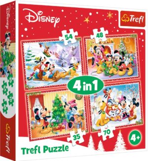 Пъзел Trefl 4 в 1 - Героите на Дисни на Коледа