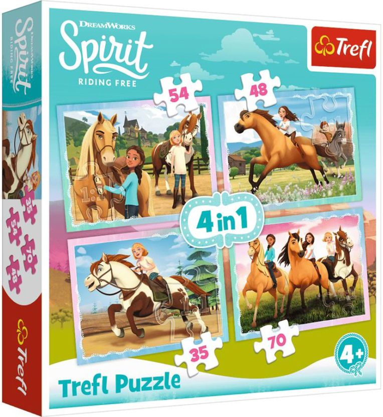 Пъзел Trefl 4 в 1 - Следобедна езда, Spirit Ridding Free