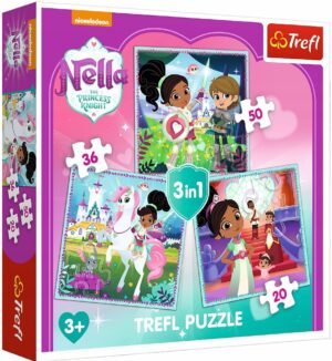 Пъзел Trefl 3 в 1 - Нела, принцесата рицар
