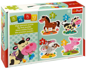 Бебешки пъзел Trefl Baby 4 в 1 - Животните на село