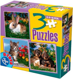 Пъзел D-Toys 3 в 1 - Животни