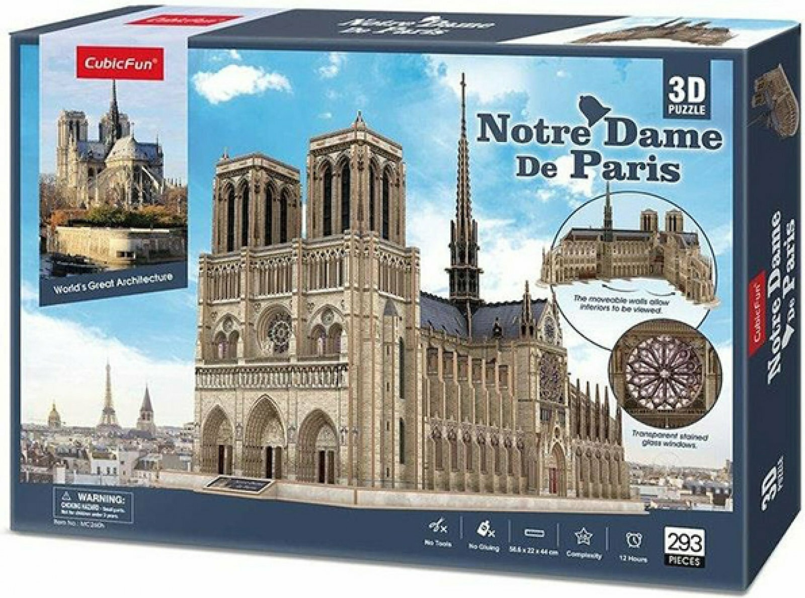 3D Пъзел Cubic Fun от 293 части - Катедралата Нотр Дам