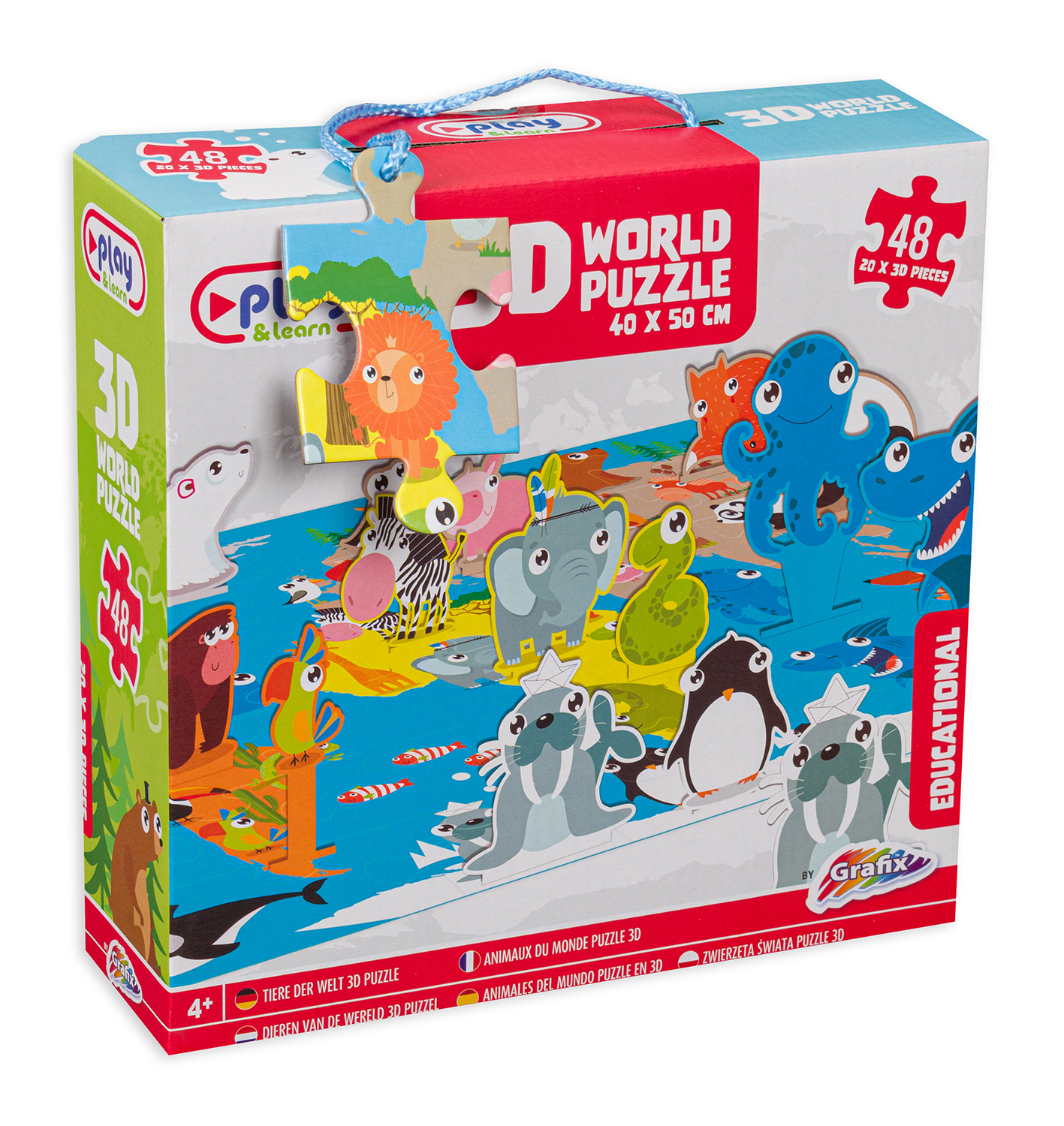 3D пъзел Grafix от 48 части - Животните по света