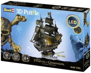 3D Пъзел от 293 части - Черна перла с LED осветление