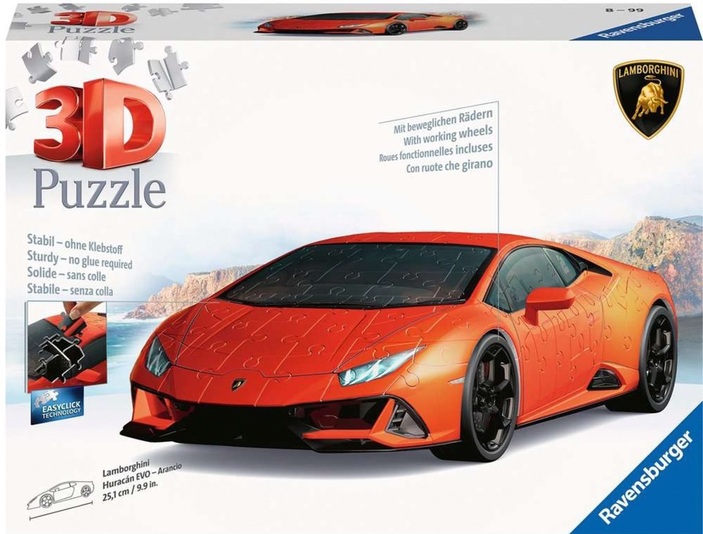 3D Пъзел Ravensburger от 108 части -  Lamborghini Huracán EVO - Arancio