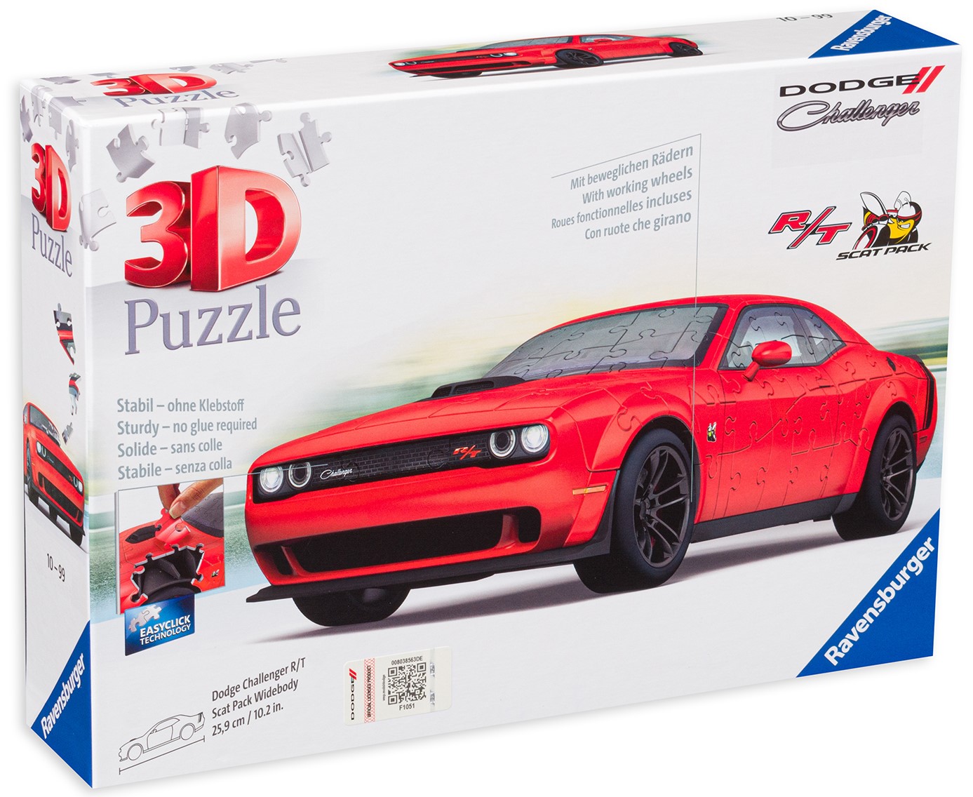 3D пъзел Ravensburger от 108 части - Спортен автомобил, червен