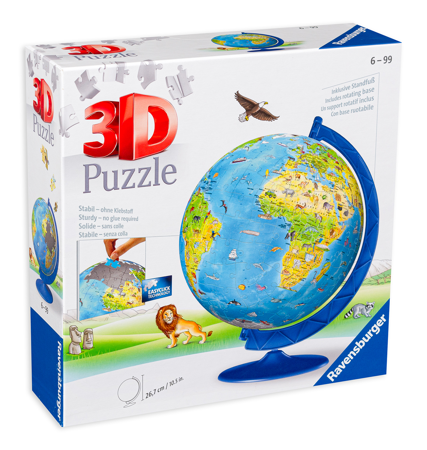 3D пъзел Ravensburger от 180 части - Глобус за деца
