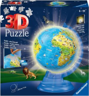 3D Пъзел Ravensburger от 180 части - Светещ глобус