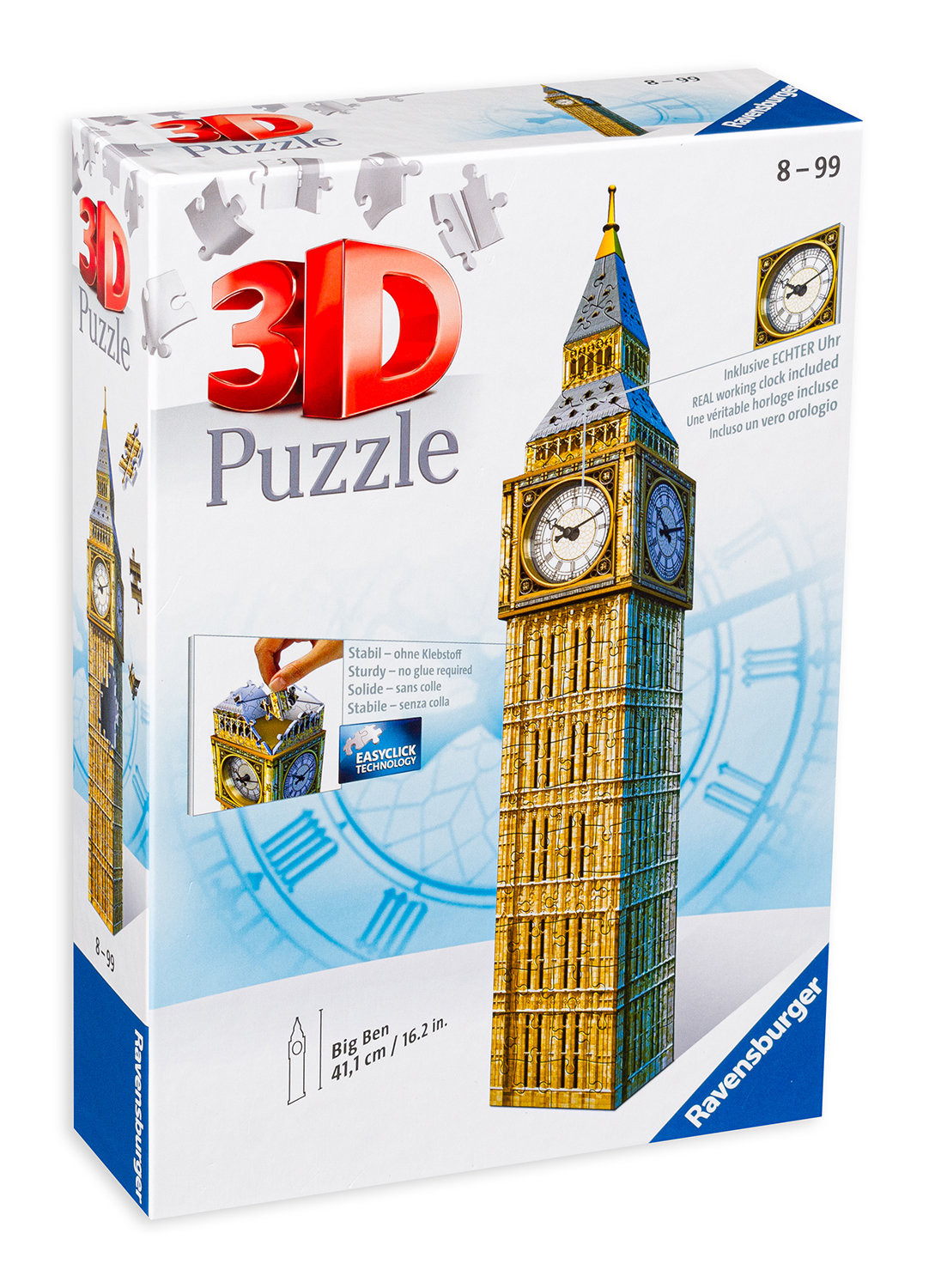 3D пъзел Ravensburger от 216 части - Биг бен, с часовник