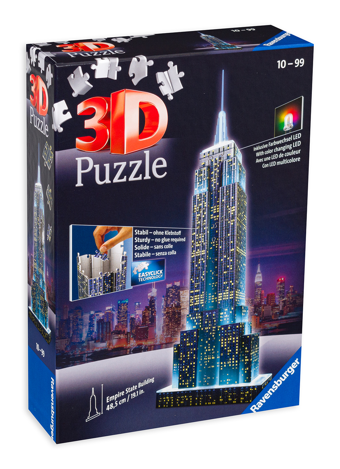 3D пъзел Ravensburger от 216 части - Емпайър Стейт Билдинг, със светлини