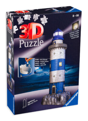 3D пъзел Ravensburger от 216 части - Морски фар, със светлини