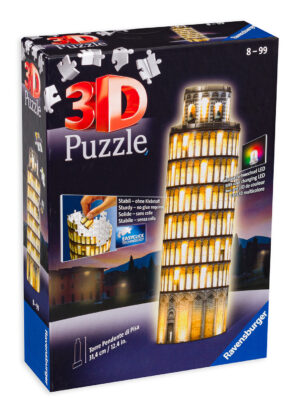 3D пъзел Ravensburger от 216 части - Наклонената кула в Пиза през нощта