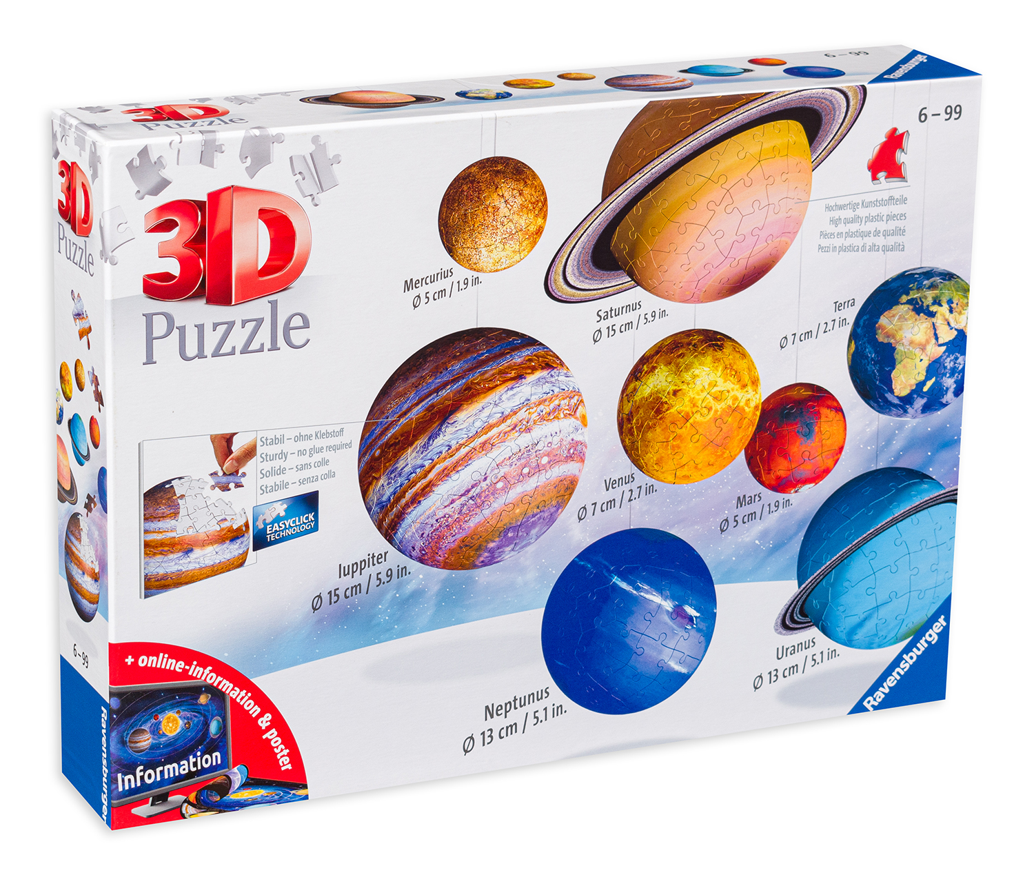 3D пъзел Ravensburger от 522 части - Слънчевата система