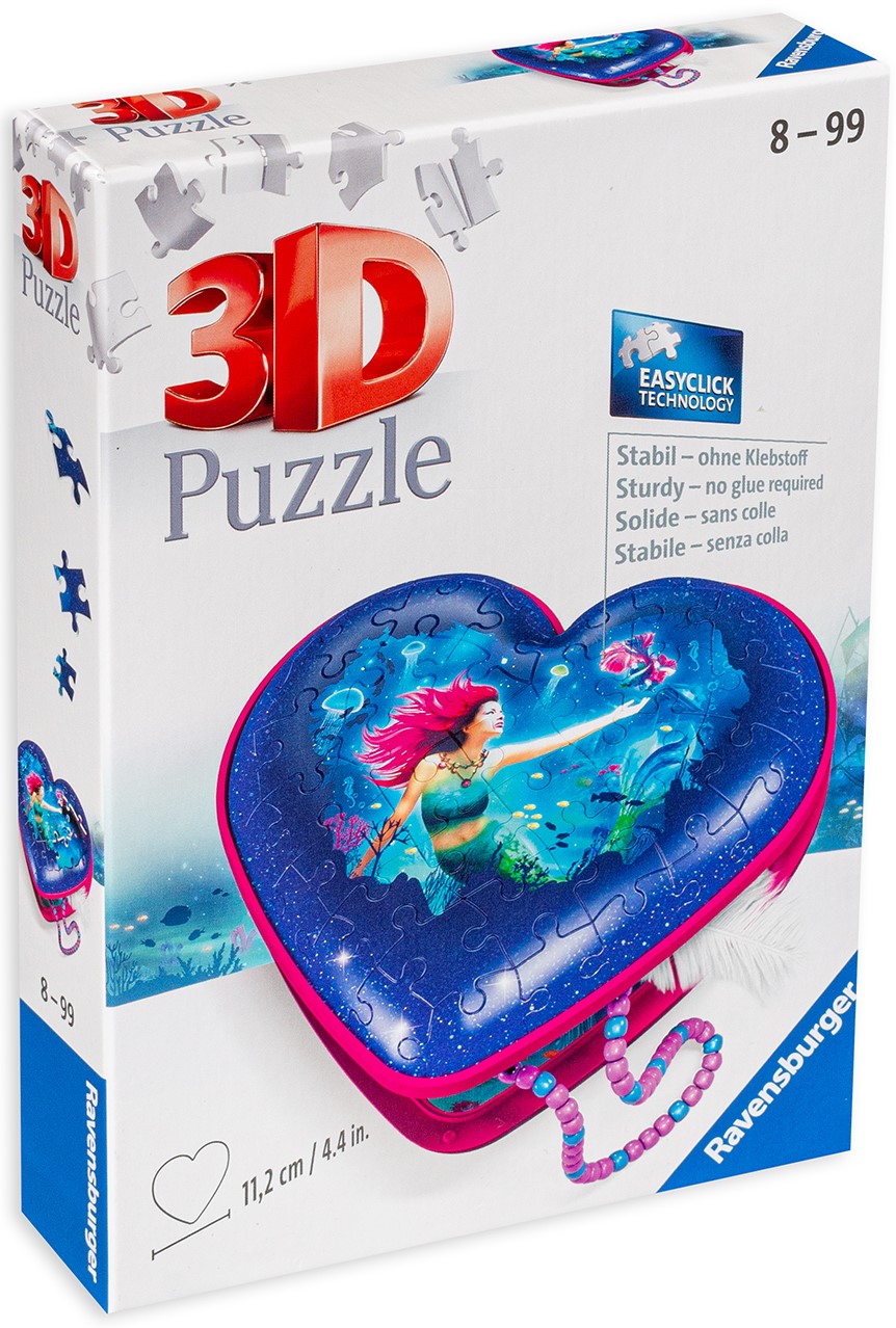 3D Пъзел Ravensburger от 54 части - Русалка, Кутия за бижута
