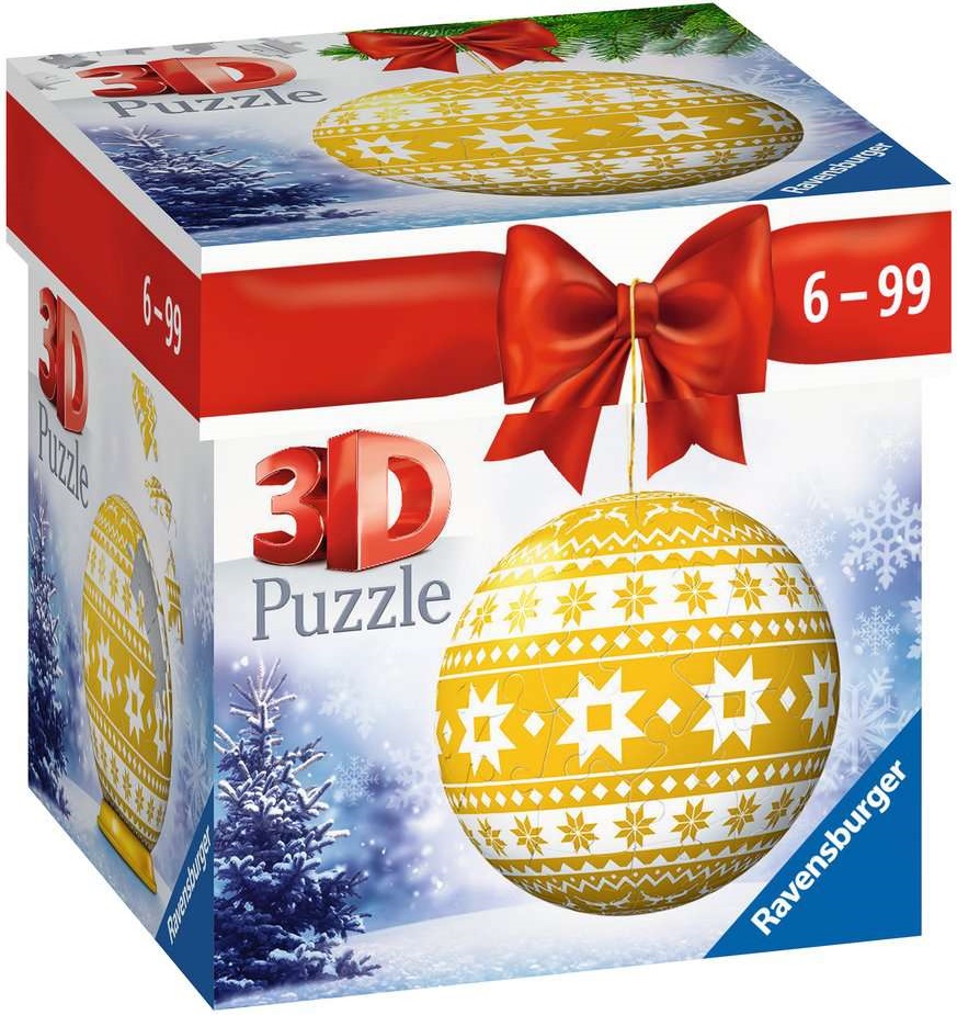 3D Пъзел Ravensburger от 54 части - Жълта коледна топка