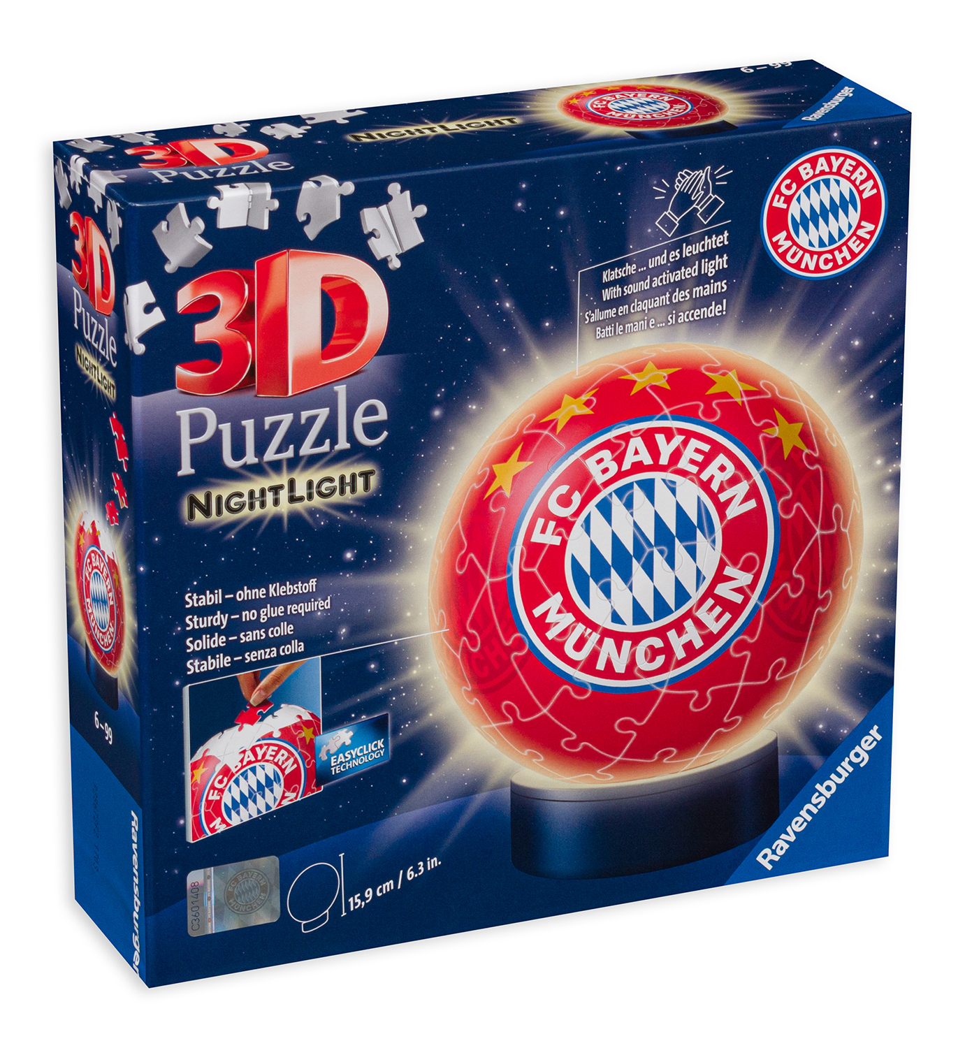 3D Пъзел Ravensburger от 72 части - FC Bayern, светещ