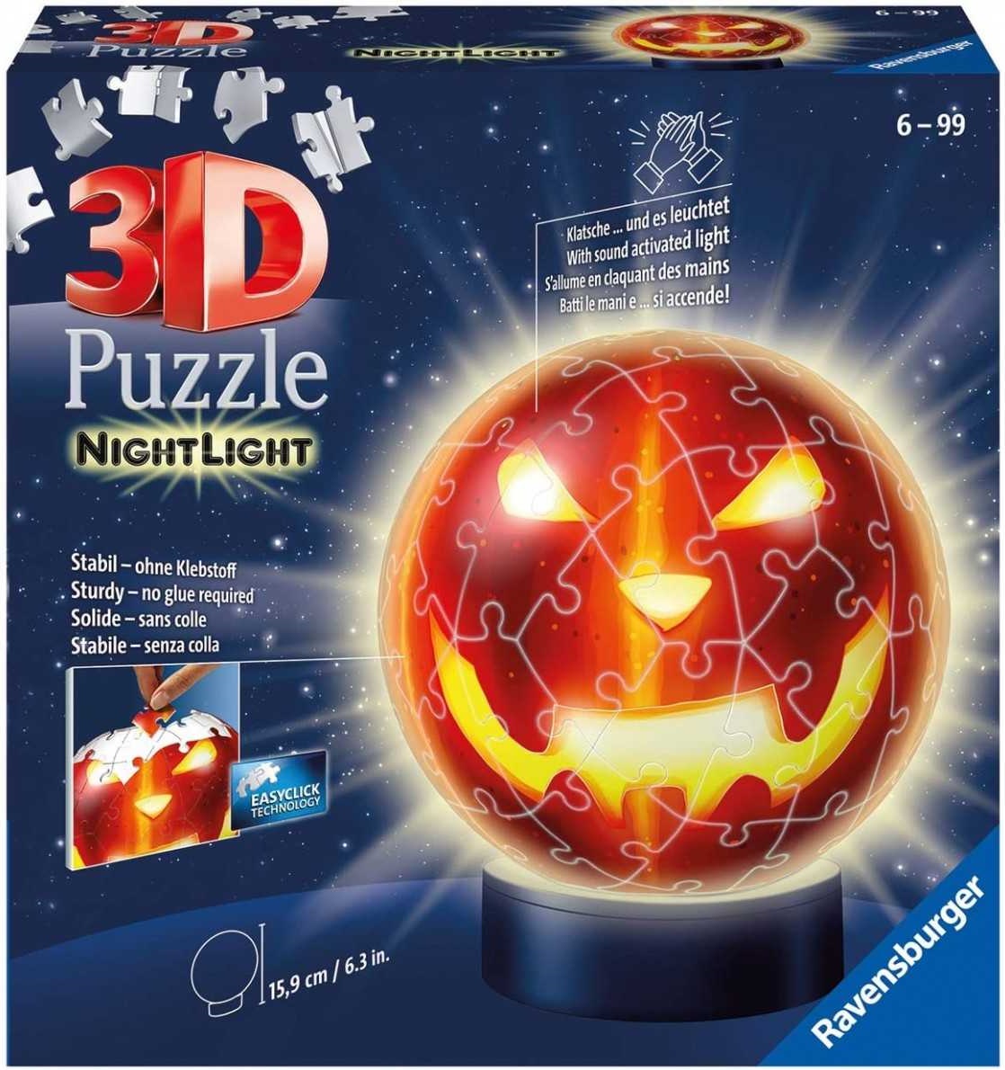 3D Пъзел Ravensburger от 72 части - Светеща Хелоуин Тиква