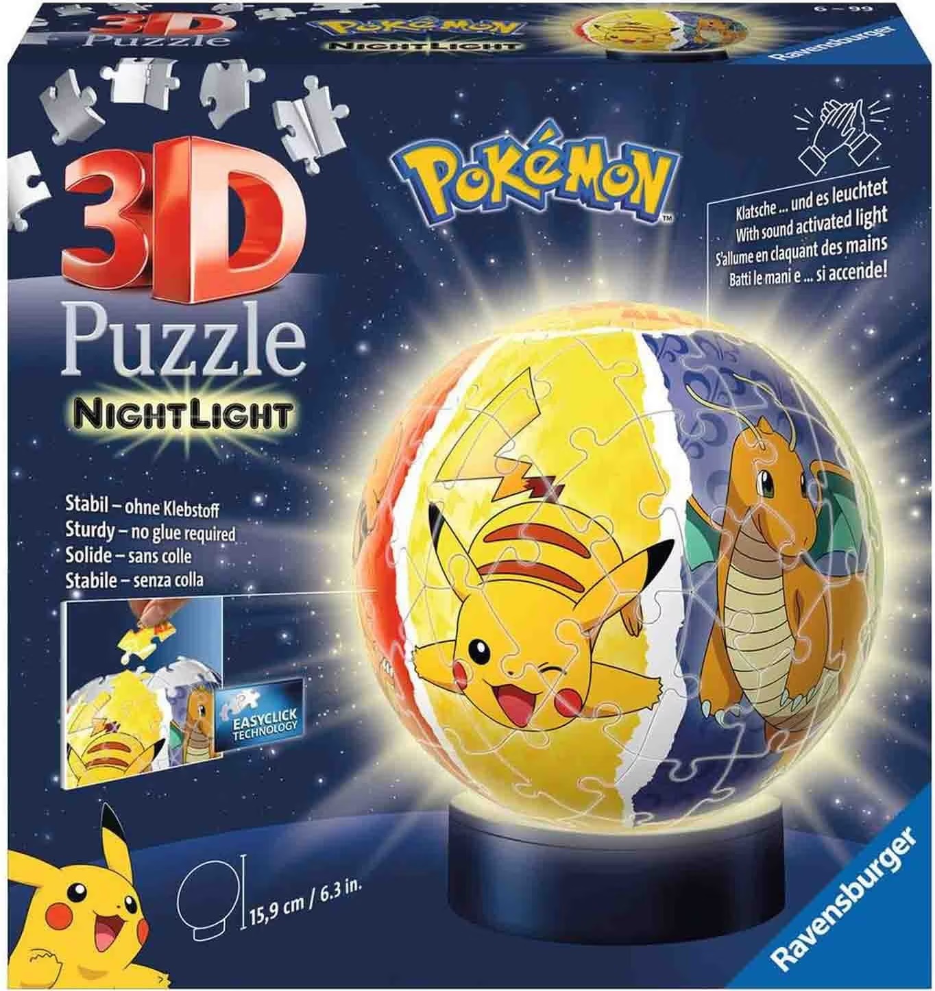 3D Пъзел Ravensburger от 72 части - Светеща топка Покемон