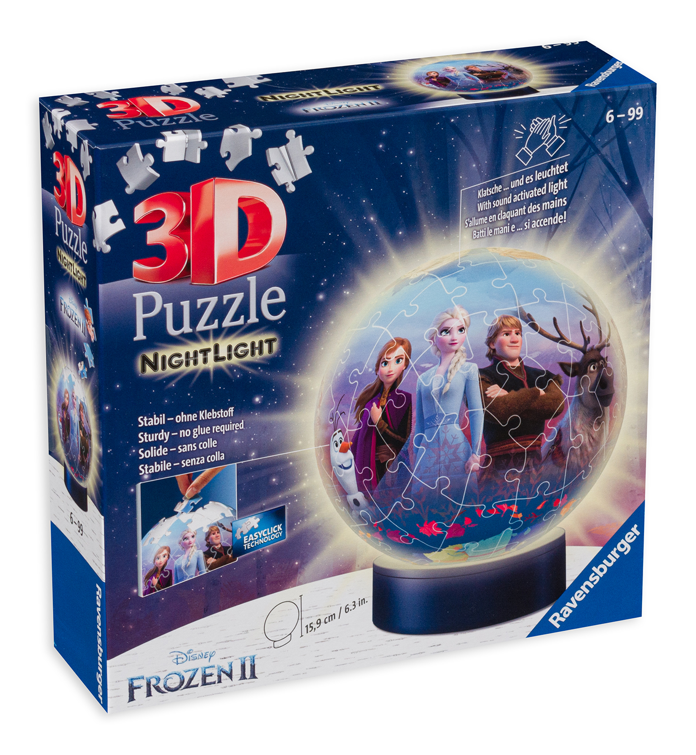 3D Пъзел Ravensburger от 72 части - Замръзналото кралство, светещ