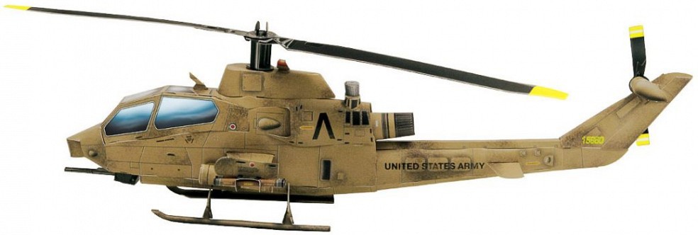 3D пъзел UMBUM от 43 части - Боен хеликоптер AH-1 Cobra, жълт