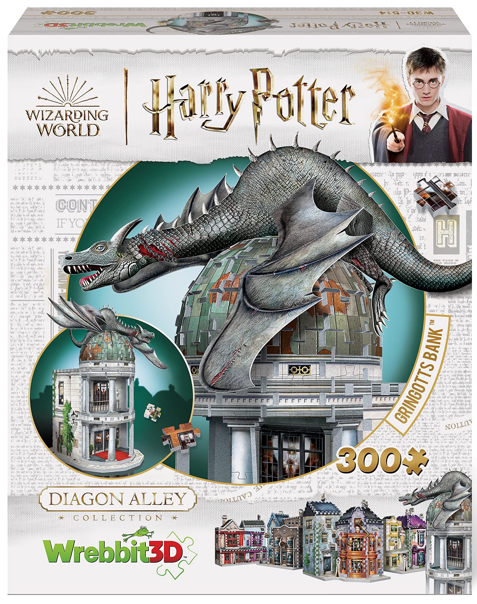 3D пъзел Wrebbit от 300 части - Магическата банка Гринготс