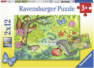 Пъзел Ravensburger от 2 x 12 части - Животни в нашата градина