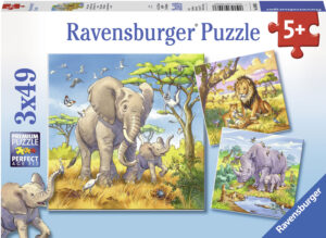 Пъзел Ravensburger от 3 x 49 части - Диви животни