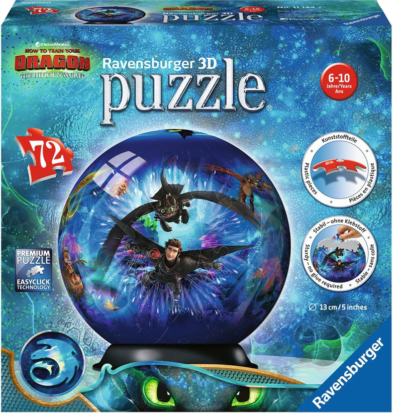 3D пъзел Ravensburger от 72 части - Глобус, Как да си дресираш дракон 3