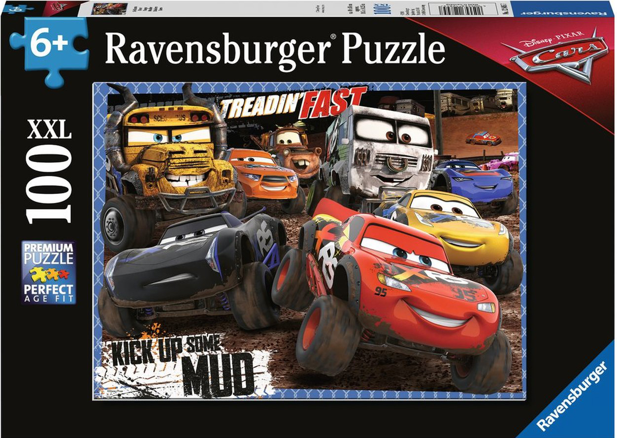 Пъзел Ravensburger от 100 XXL части - Кални състезатели, Колите