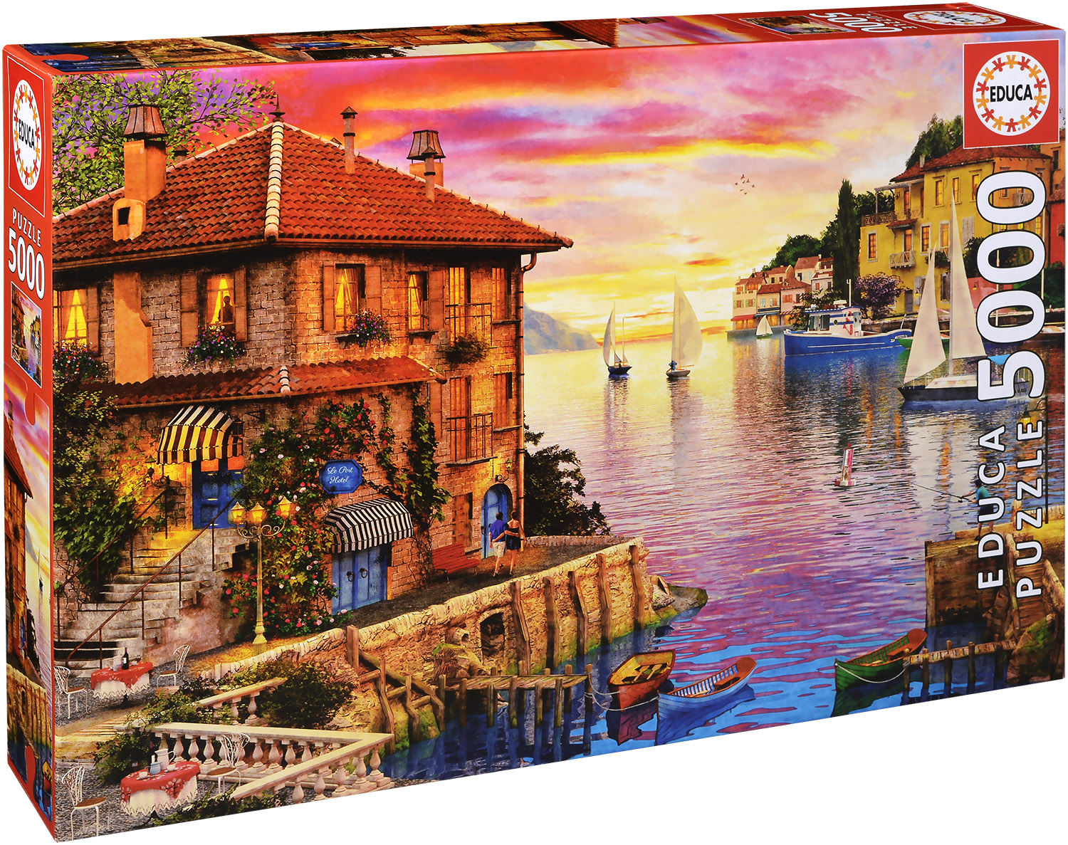 Пъзел Educa от 5000 части - Средиземноморско пристанище, Доминик Дейвисън