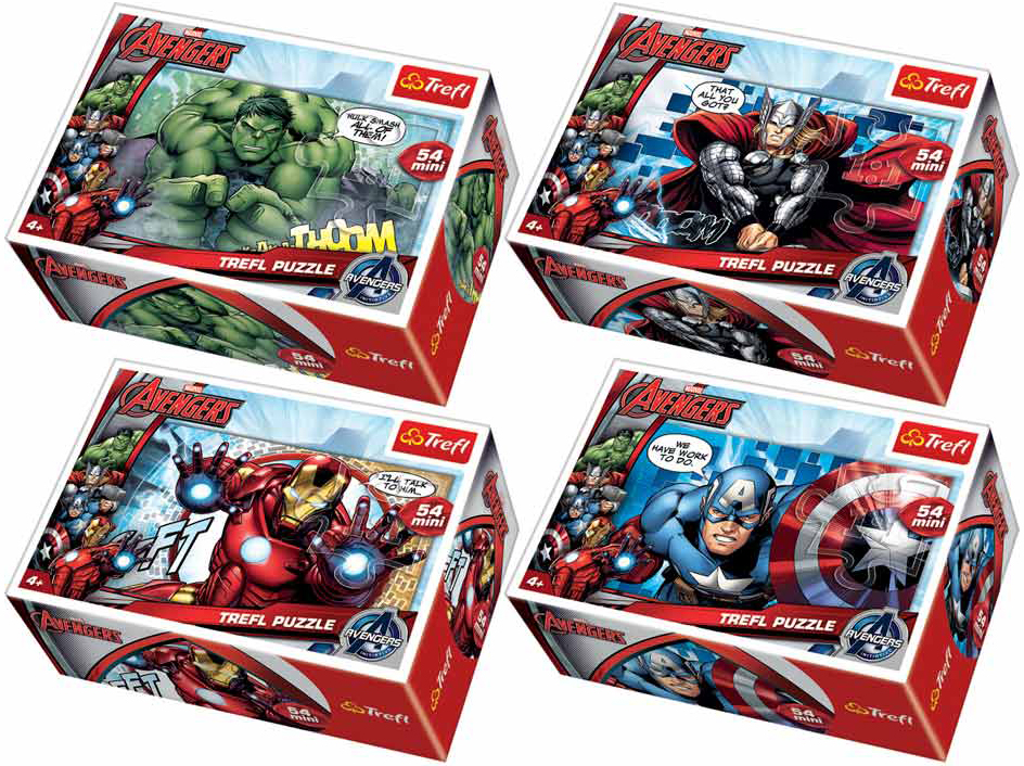 Мини пъзел Trefl от 54 части - Отмъстителите на Марвел, асортимент
