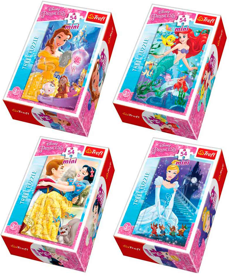 Мини пъзел Trefl от 54 части - Дисни принцеси, асортимент