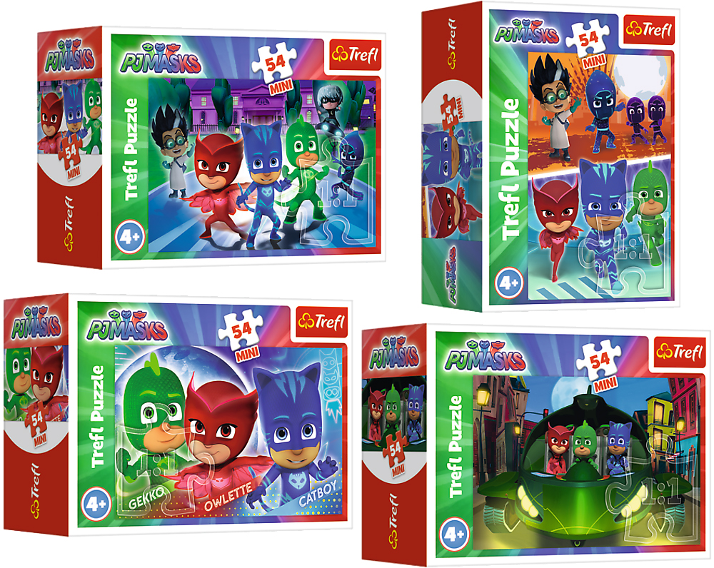 Мини пъзел Trefl от 54 части - Приключенията на PJ Masks, асортимент