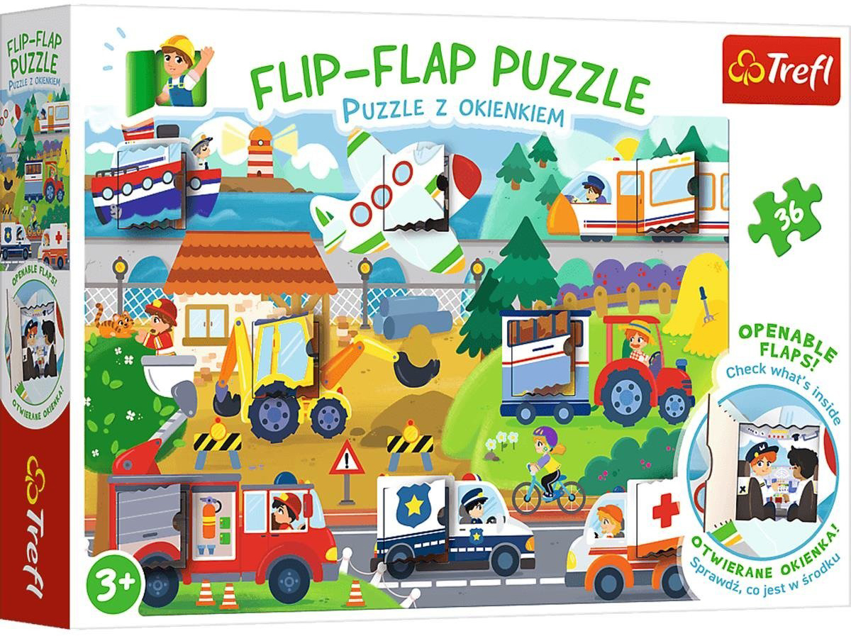 Пъзел с прозорчета Trefl от 36 части - Превозни средства