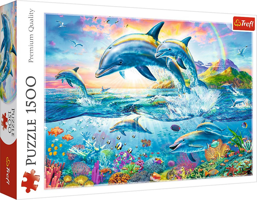 Пъзел Trefl от 1500 части - Семейство делфини