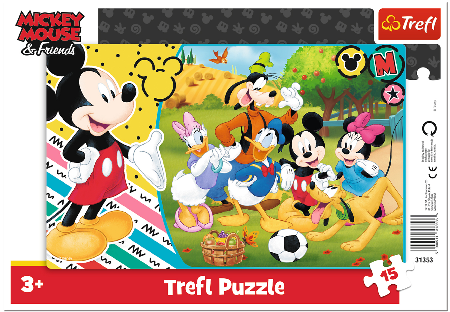 Пъзел в рамка Trefl от 15 части - Мики Маус и приятели