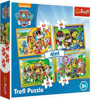 Пъзел Trefl 4 в 1 - Пес Патрул, Винаги на време