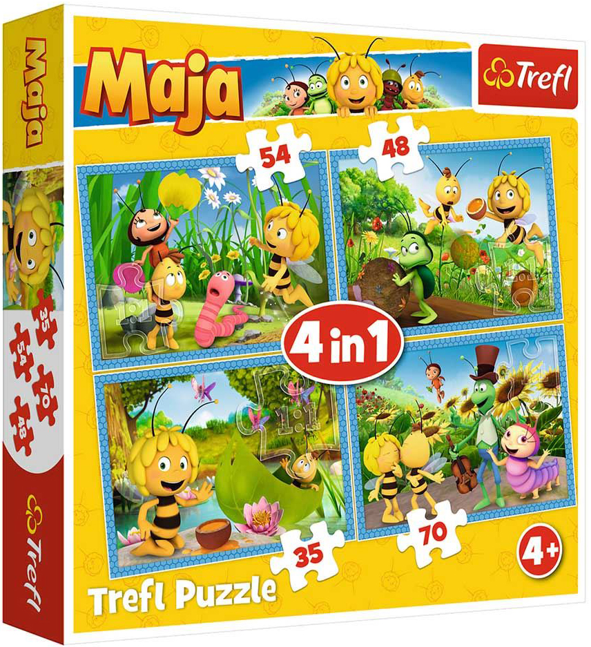 Пъзел Trefl 4 в 1 - Приключенията на Пчеличката Мая