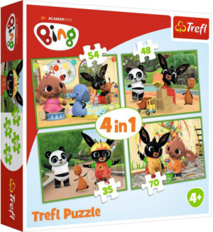 Пъзел Trefl 4 в 1 - Щастливият ден на Бинг