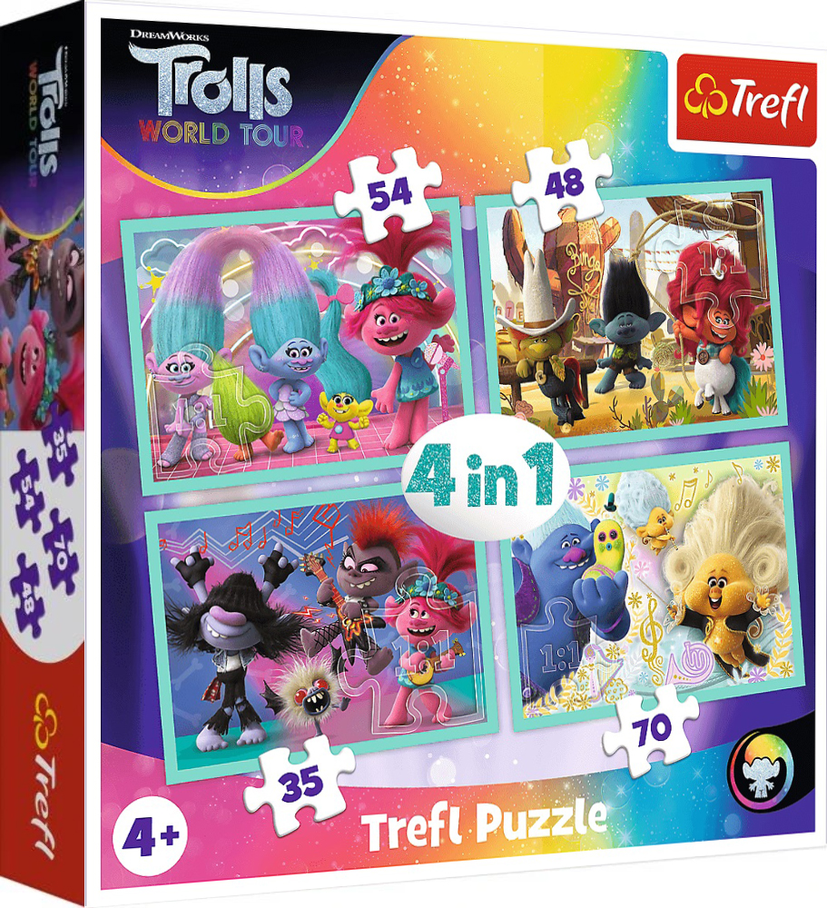 Пъзел Trefl 4 в 1 - Тролове на турне