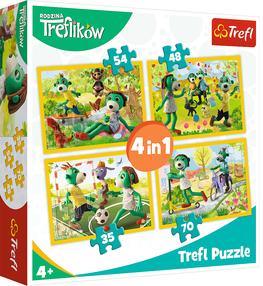 Пъзел Trefl 4 в 1 - Трефликс се забавляват