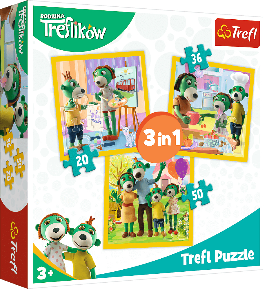 Пъзел Trefl 3 в 1 - Забавляваме се заедно, Семейство Трефлик