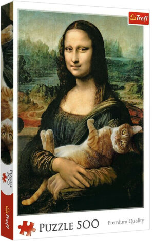 Пъзел Trefl от 500 части - Мона Лиза и мъркащо коте