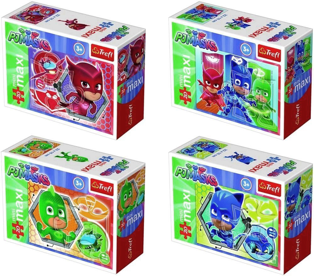 Мини пъзел Trefl от 20 макси части - PJ Masks и техните превозни средства, асортимент