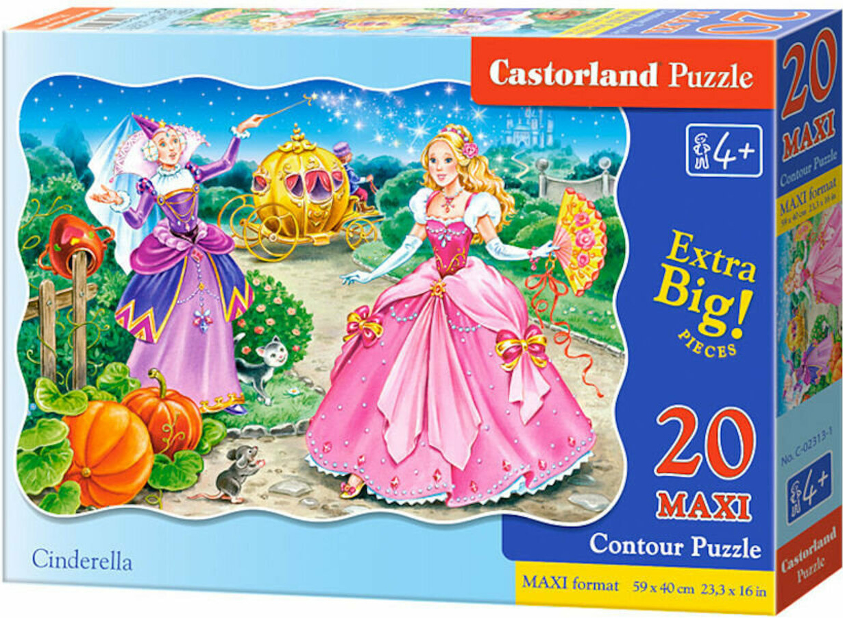 Пъзел Castorland от 20 XXL части - Пепеляшка и кръсницата
