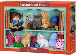 Пъзел Castorland от 500 части - Котки върху рафтовете