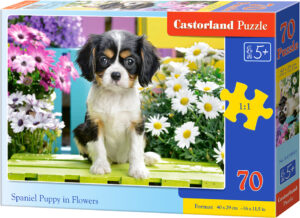 Пъзел Castorland от 70 части - Кученце Шпаньол в цветята