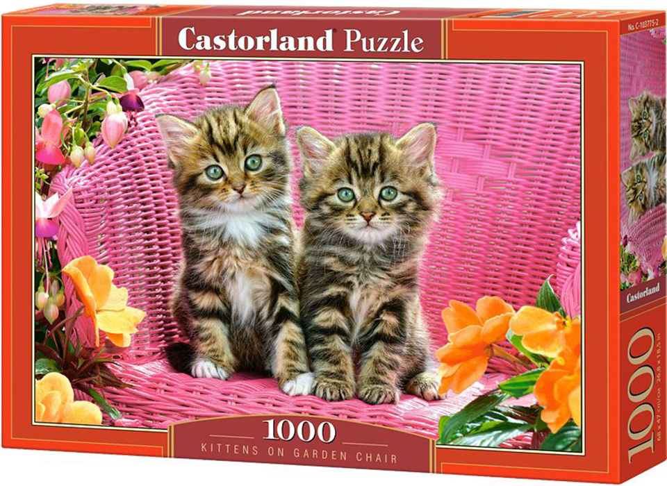 Пъзел Castorland от 1000 части - Котенца на градински стол, Грег Кудифорд