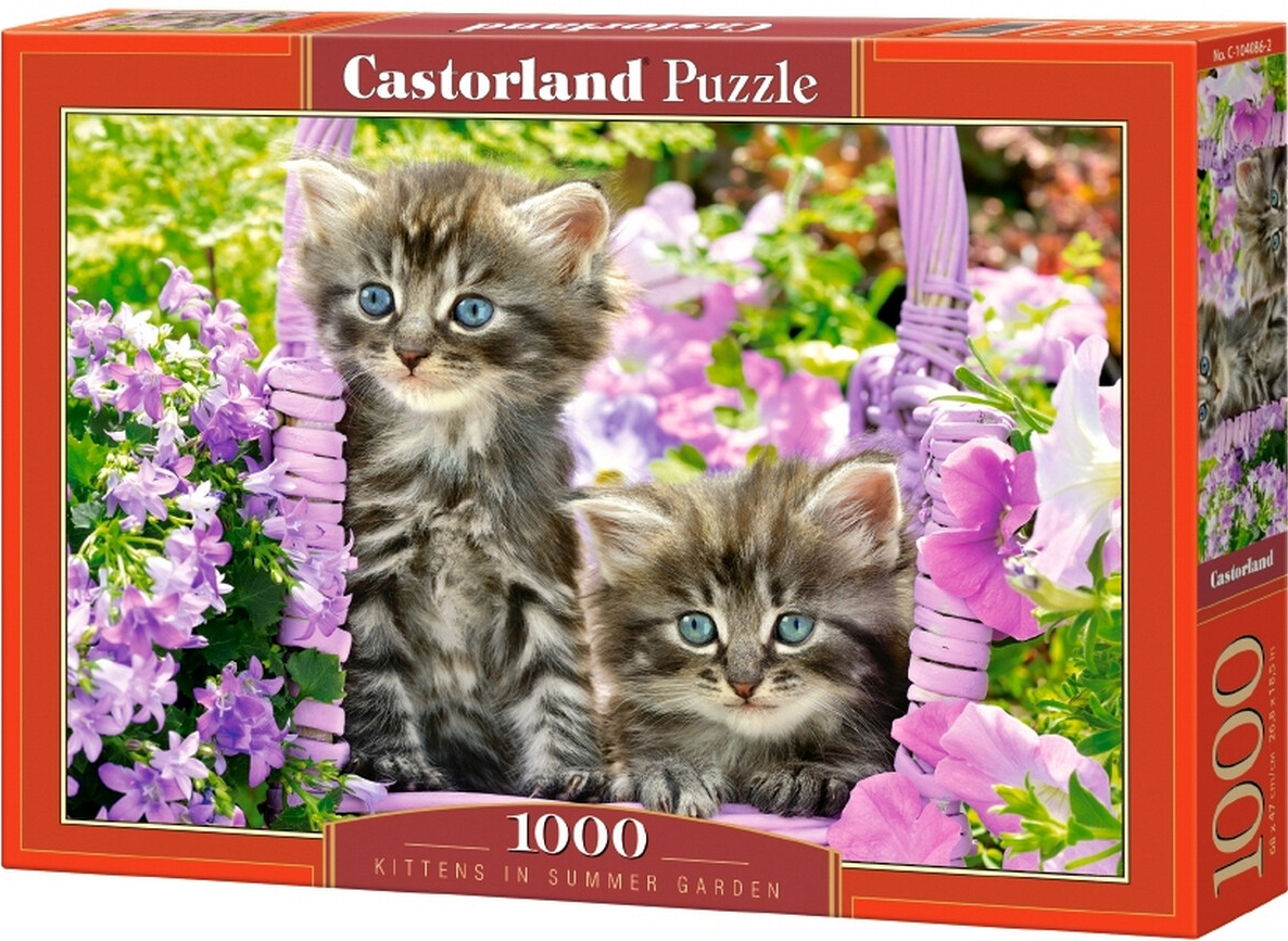 Пъзел Castorland от 1000 части - Котенца в лятна градина, Грег Кудифорд